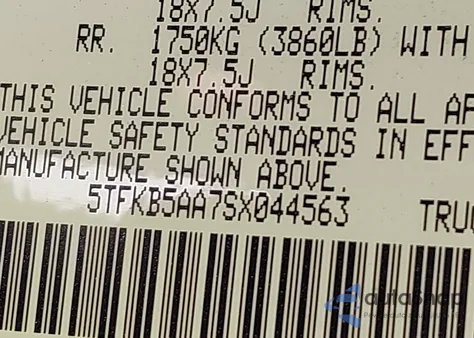 2025 Toyota Tundra Sr z USA, uszkodzony, nr VIN 5TFKB5AA7SX044563